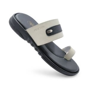 Classic comfort white toe ring slippers for men with soft cushioned footbed by Foot Toy.